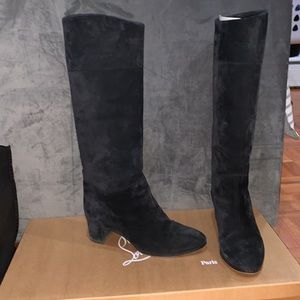 Christian Louboutin High Black Wedged Boots